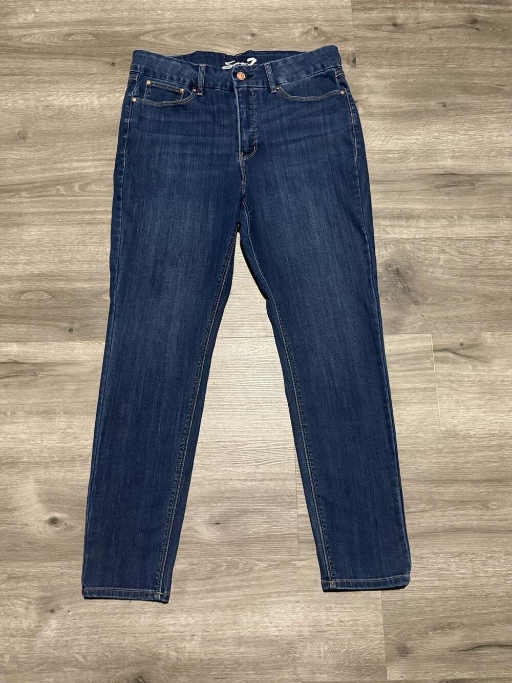 Seven7 Tummyless High Rise Skinny Jeans Size 14 Dark Wash Denim